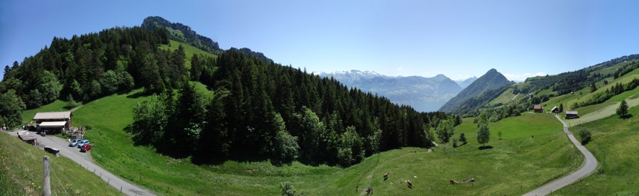 Panoramaaufnahme mit Gätterlipass, Hochflue, Gersauerstock