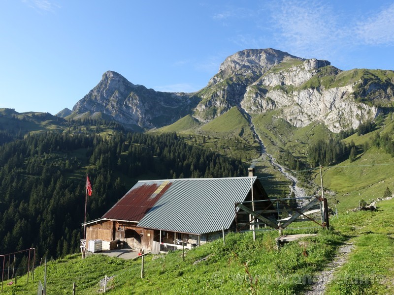 Hüethütte kurz nach Alp Eggen, Widderfeld Stock