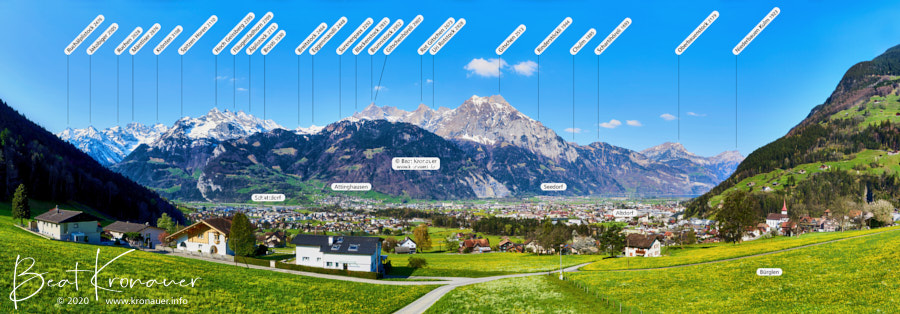 Panorama, Gitschen, Bürglen, Schattdorf, Attinghausen, Altdorf, Flüelen, Seedorf, Reussdelta, Uri